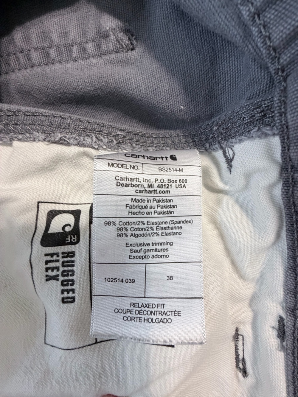 CARHART Rugged Flex Relaxed Fit Work Shorts Gray Men’s Size 38 Utility - Picture 6 of 7